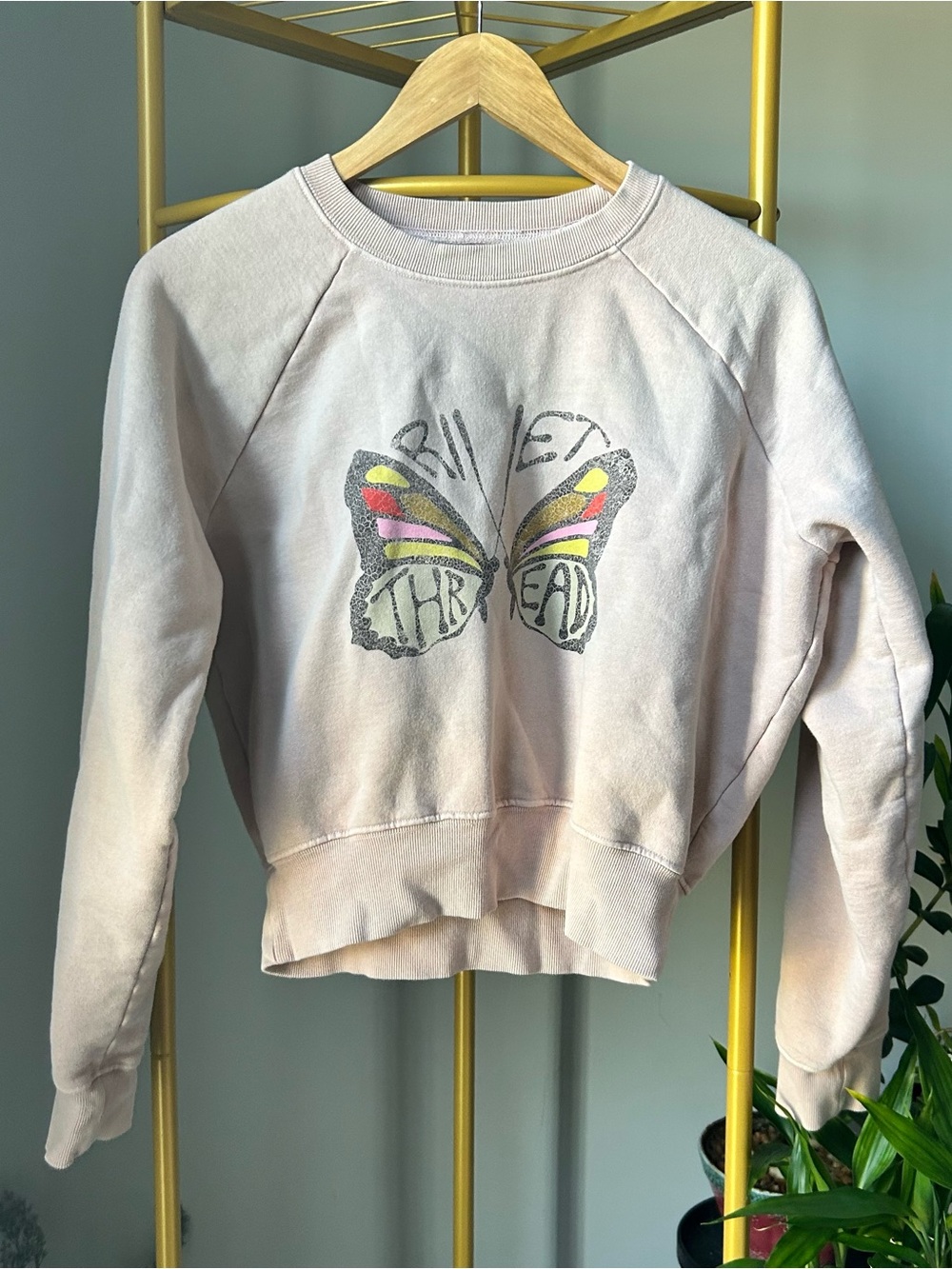 Madewell Rivet & Thread pullover Butterfly Graphic Crewneck Sweatshirt size M